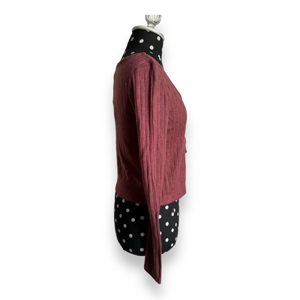 Self Esteem Womens Cardigan Sz S‎ Rose Brown Pointelle Double Tie Y2K NEW 90s - Picture 4 of 9